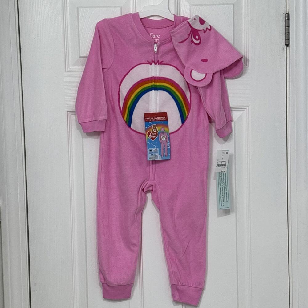 Care Bears Cheer Rainbow Bear Flame Resistant Romper Pajamas 2T NEW